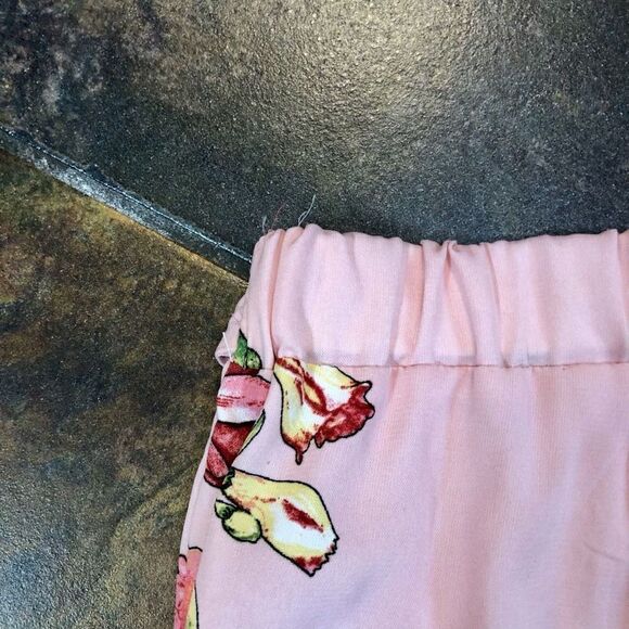 Blu Pepper Pink Wide Leg Floral Pants Belt Medium - Picture 12 of 13